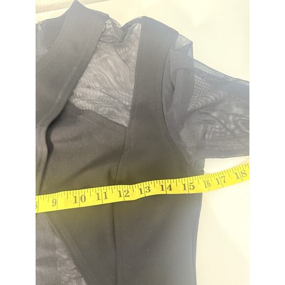 Vintage Caché Y2K Mesh Panel Bodycon Dress with Side Slit – Black, Size S - Picture 6 of 8